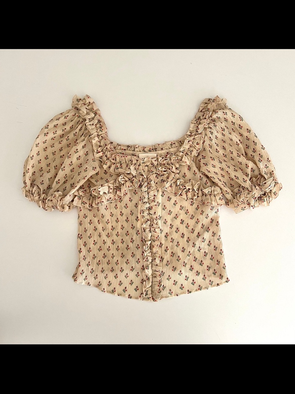 NWT Sezane Wood Beige Tulip Blouse - Picture 3 of 9